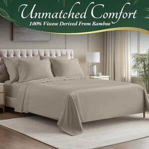 2- NIB Bamboo Sheets Queen Size 6 pcs-Ultra Soft & Luxuriously Cooling, 17" Deep
